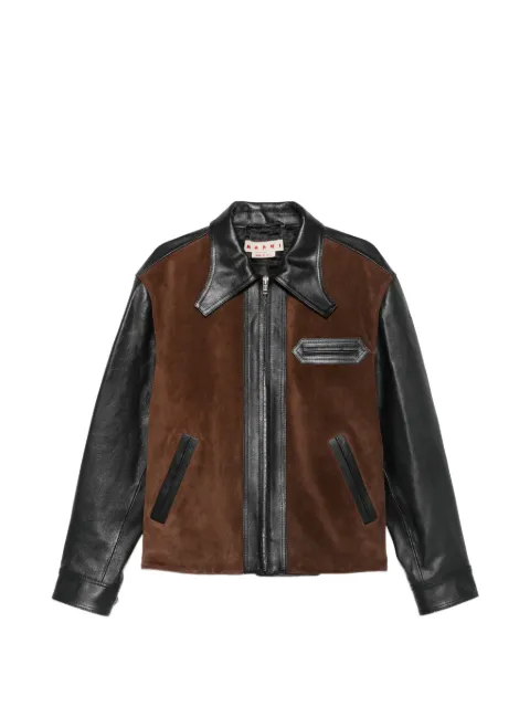 Marni panelled zipped leather jacket Black JUMY0216QUULV893