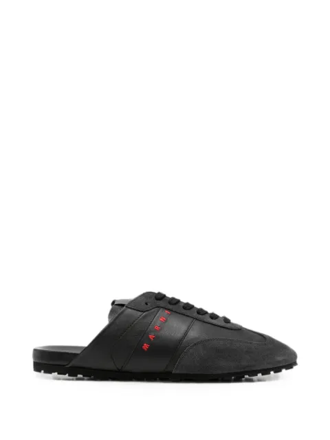 Marni black nappa leather and suede Softy Soccer slip-on sneakers Black SNZU019500P9097