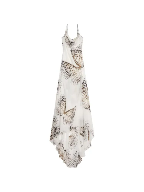 Blumarine butterfly-print asymmetric dress White 4A433A