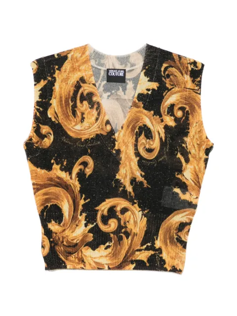 Versace Jeans Couture V-neck baroque-print vest Gold 80HAFM01CMN11G89