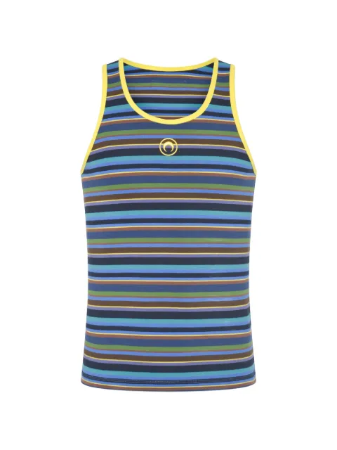 Marine Serre Deadstock moon-logo striped cotton tank top Blue MTT081ADJER0010PU40