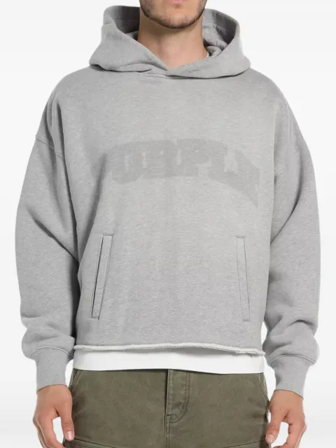 Purple Brand Shadow logo-print raw-cut hoodie Grey M4104HGRS226
