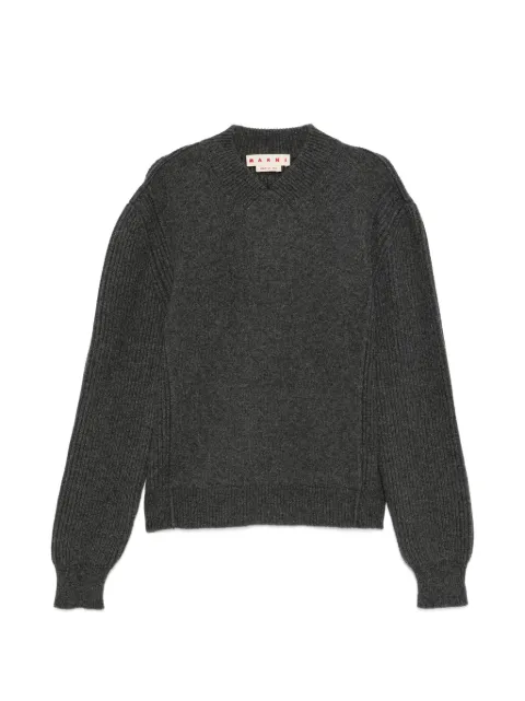 Marni logo-patch V-neck sweater Grey CVMG0158A0UFZ414