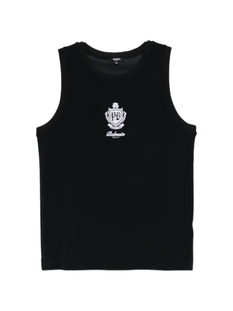 Balmain logo-embroidered tank top Black BWD041850001
