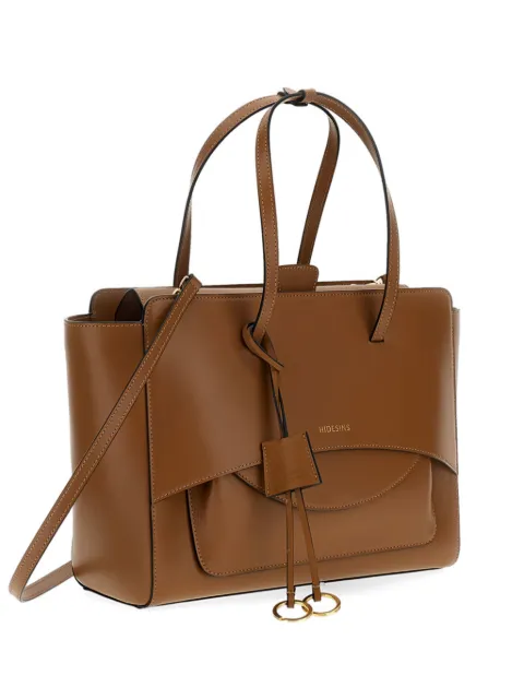 HIDESINS flap leather tote bag Brown FL11TRCRM