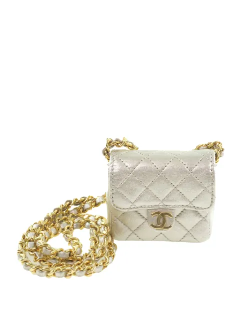 CHANEL Pre-Owned 1989-1991 Micro CC Metallic Calfskin Chain Pochette crossbody bag Silver H6B1AFBTGWU9OCIM