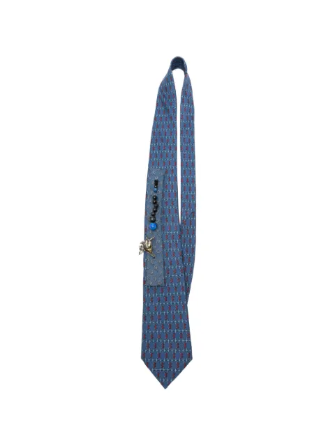 A.N.G.E.L.O. Vintage Upcycling x Stefania Bertoni customised Hermès beaded tie Blue AU180APW