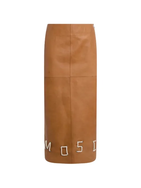 Moschino decorated leather skirt Brown A37010472