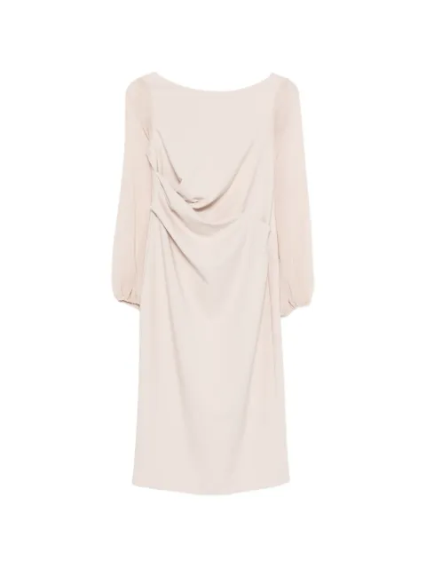 D.Exterior draped long-sleeve mini dress Neutrals 62930