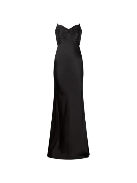 Elisabetta Franchi Red Carpet dress in satin fabric Black ABR3362E2