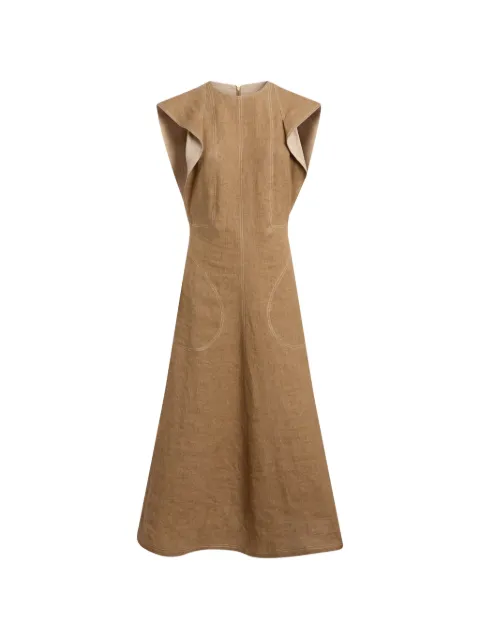 Moschino linen and straw dress Brown A04280421
