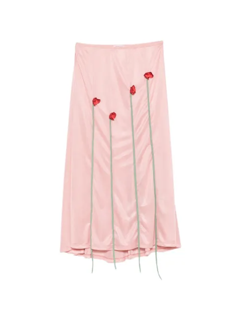 Moschino floral-appliqué midi skirt Pink 01200446