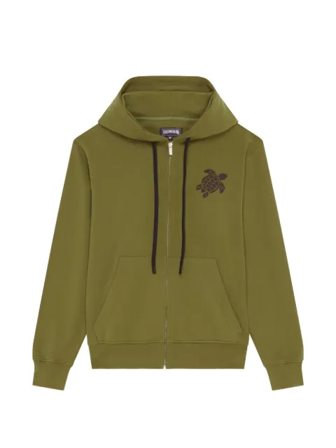 Vilebrequin embroidered zip-up hoodie Green MLACM905