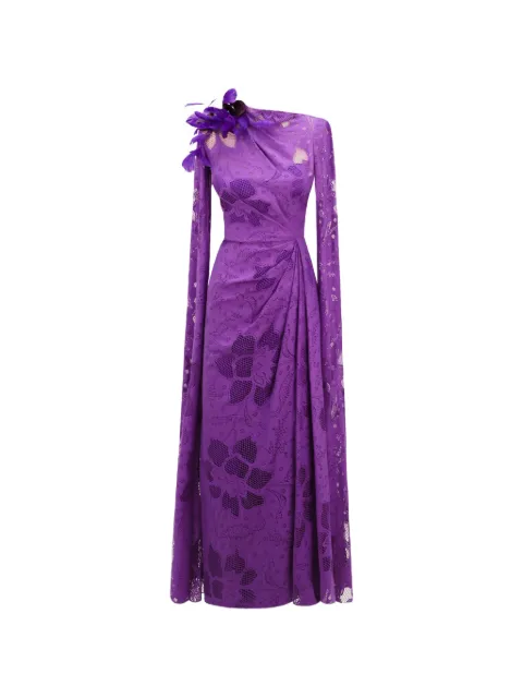 Gemy Maalouf flower-lace midi dress Purple GMW257373MD