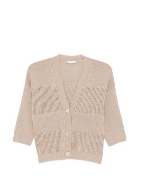 Peserico V-neck ribbed cardigan Neutrals S99140F0709056