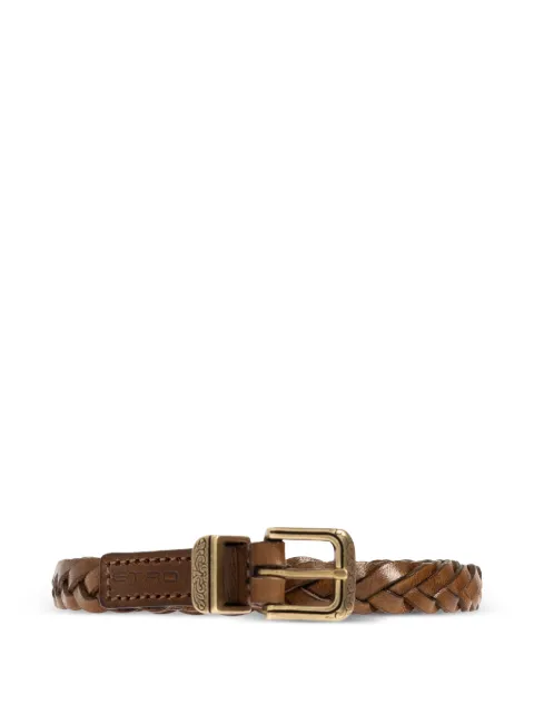 ETRO braided detailed-buckle leather belt Brown WP3B0093AE337