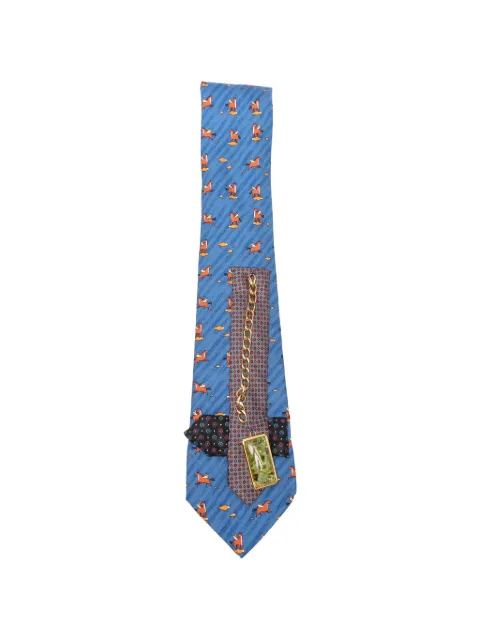 A.N.G.E.L.O. Vintage Upcycling x Stefania Bertoni customised Hermès pattern tie Blue AU180APU