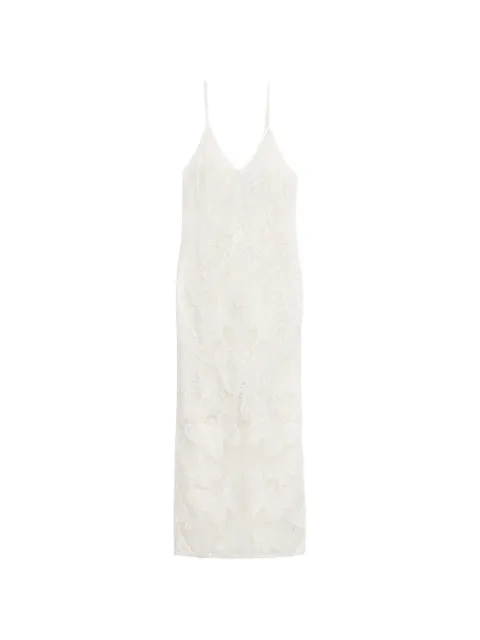 Blumarine butterfly-motif V-neck maxi dress Neutrals 4A423A