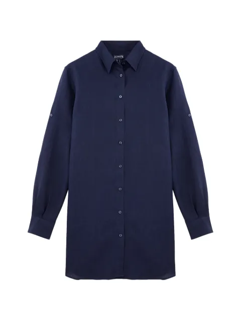 Vilebrequin long-sleeve linen mini dress Blue FRGD3U00