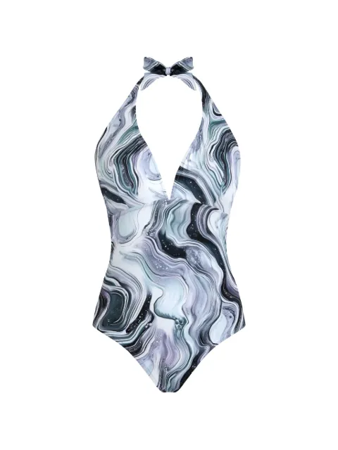 Vilebrequin halterneck marble swimsuit Blue FMSEH126