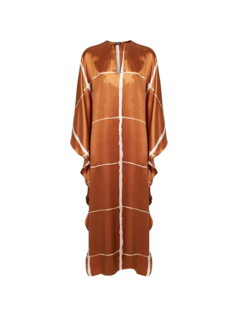 Kiton ruffled-sleeves maxi dress Brown D49342K0873G0