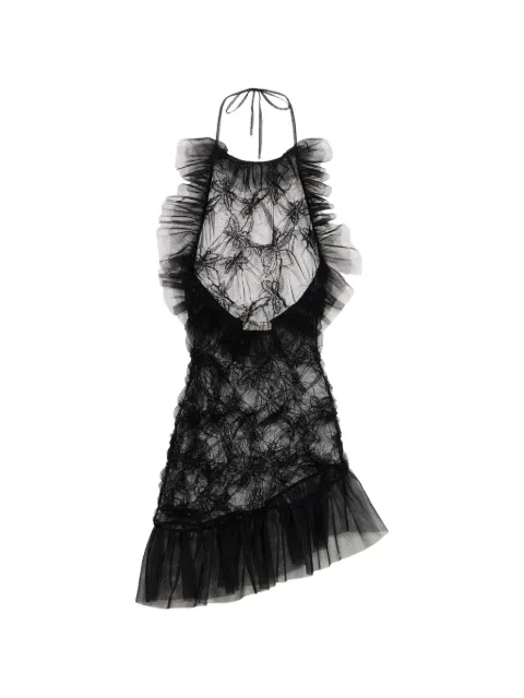 Blumarine ruffled tulle mini dress Black 4A413A