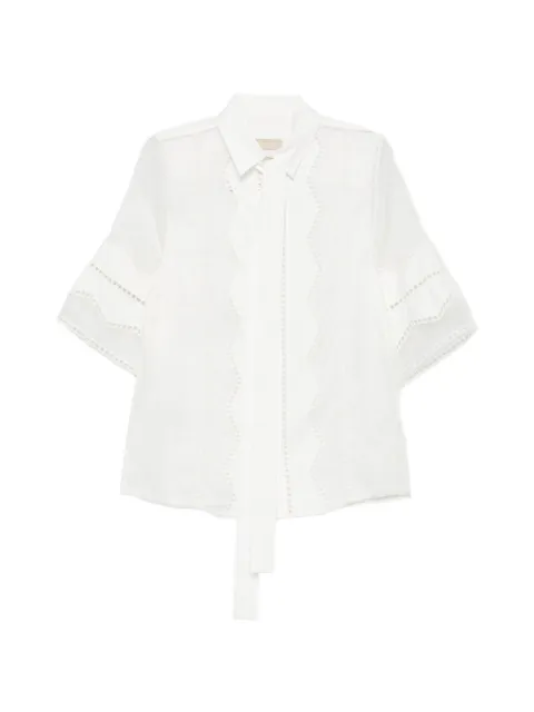 Elie Saab neck-tie long-sleeve blouse White SH144NR26