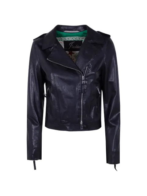 The Jackie Leathers Ciclone zip-up leather jacket Blue CICLONE