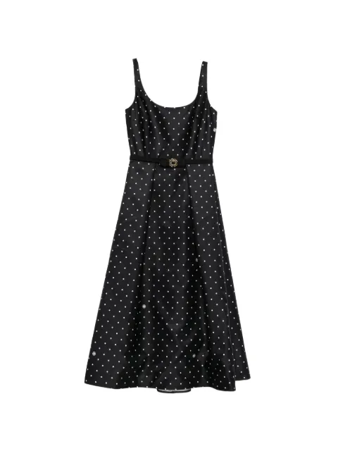 Elie Saab polka-dot belted midi dress Black D1007PR26DU002