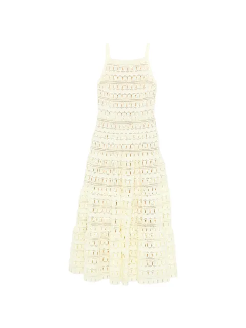 Elie Saab lace flared midi dress Yellow D1057NR26MC012