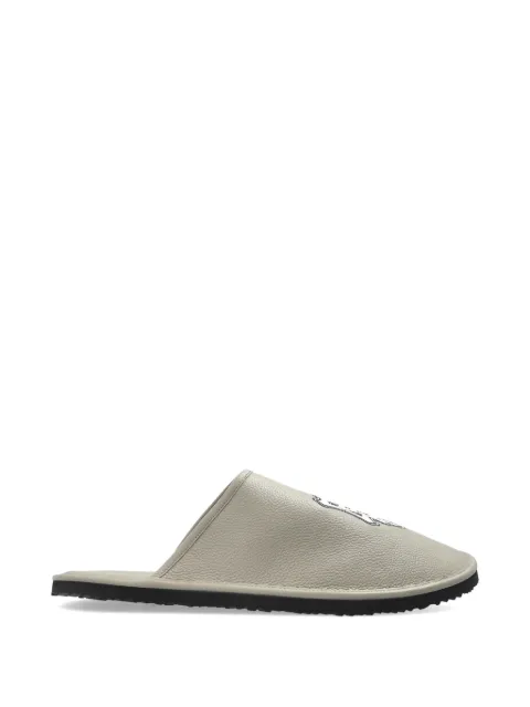 Off-White logo print leather slippers Grey OMIJ00BS26LEA0026F01