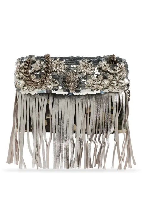 Kurt Geiger London medium Kensington fringe-trimmed shoulder bag Green MDKENSINGTONFRINGE