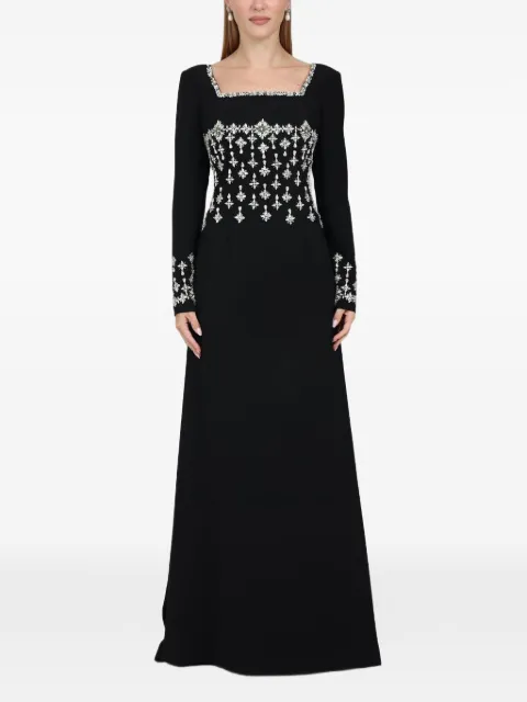 Dina Melwani crystal-embellished maxi dress Black DM2026170142