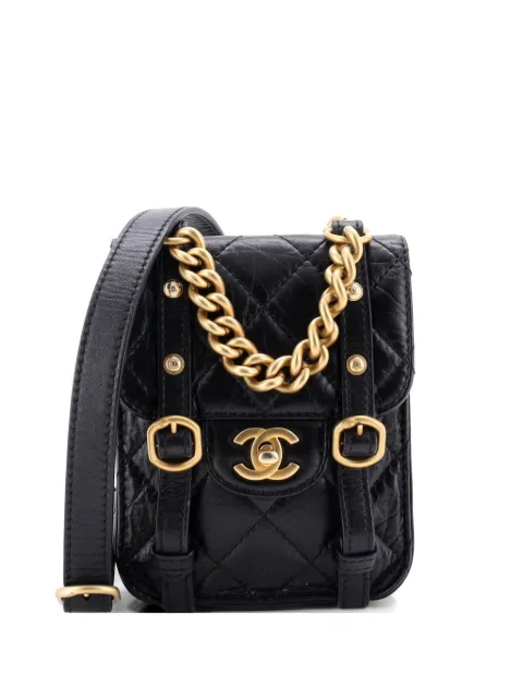 CHANEL Pre-Owned City School Flap Messenger Bag Quilted Aged Calfskin Mini crossbody bag Black CNSTR1OS3H10TT8B
