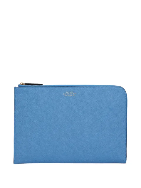 Smythson Slim leather pouch Blue 1204329