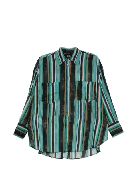 PINKO cotton shirt with brushstroke-effect stripes Green 106990A3CH