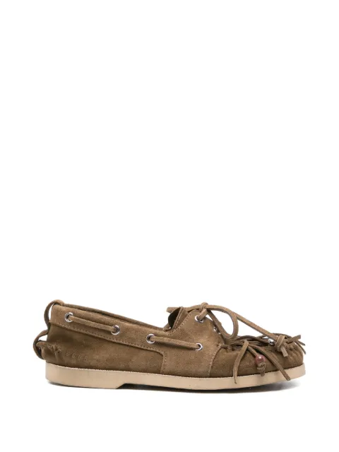 Golden Goose Cruise loafers in khaki suede with fringe and multicolored beads Brown GWF01056F008191