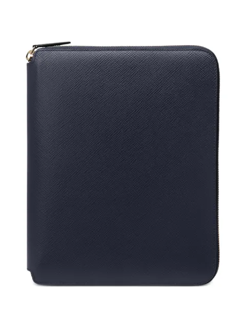 Smythson A5 zip-up writing folder Blue 1204264