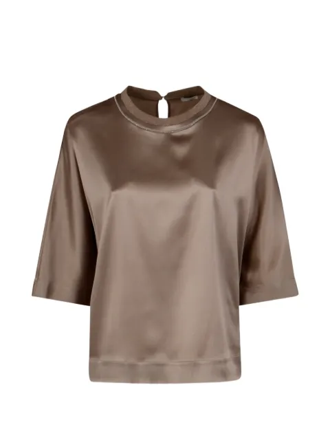 Peserico beaded-collar shirt Brown A068712372E49E