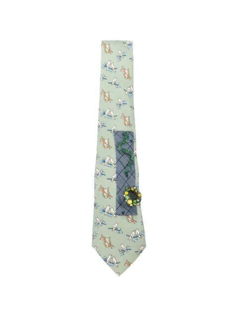 A.N.G.E.L.O. Vintage Upcycling x Stefania Bertoni customised Hermès patterned silk tie Green AU180APR