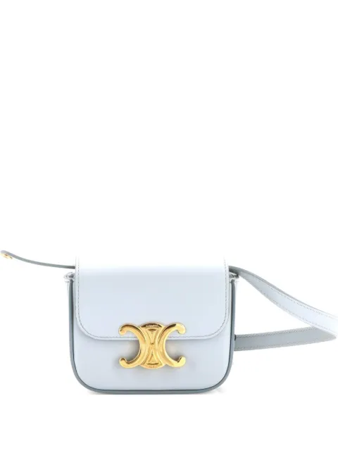 Celine Pre-Owned Triomphe Shoulder Bag Smooth Calfskin Mini crossbody bag Blue 0VKO0QEWO6TN8QZ7