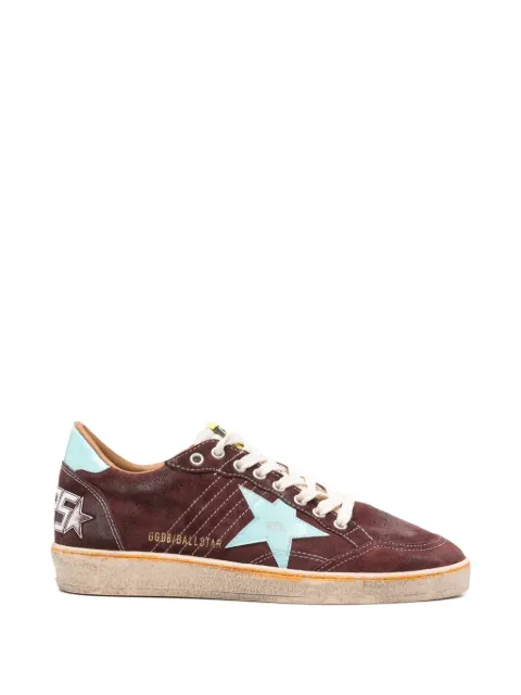 Golden Goose Ball Star in dark red suede with light blue star and heel tab sneakers Brown GMF00117F007368