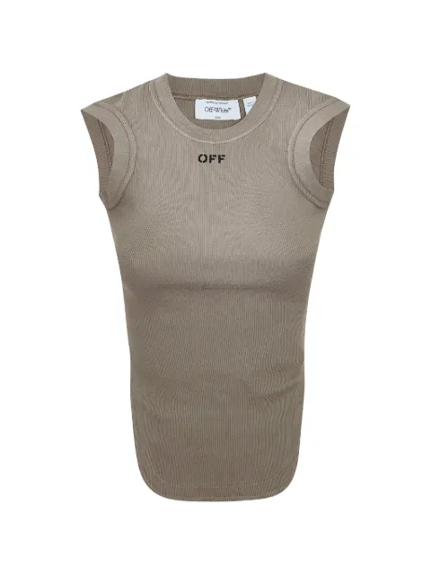 Off-White logo-print ribbed tank top Neutrals 2AD26XS26JER001