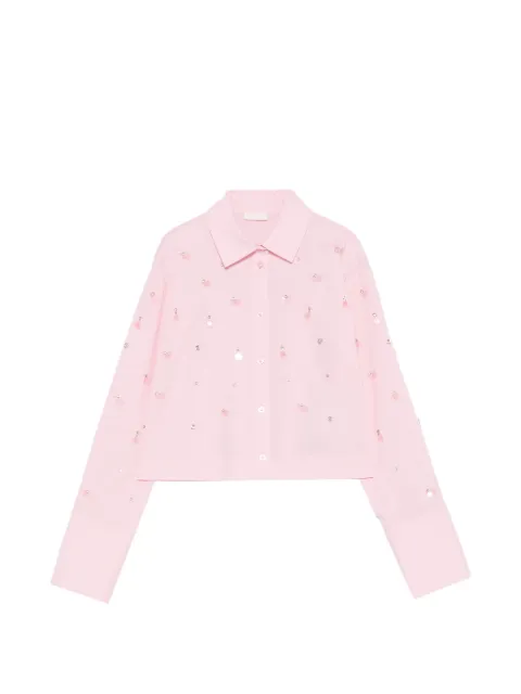 LIU JO boxy shirt with bejewelled embellishment Pink WA6173T039A