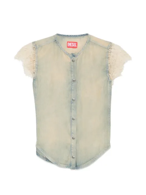 Diesel short-sleeve shirt in denim and lace Blue A217410CEDE