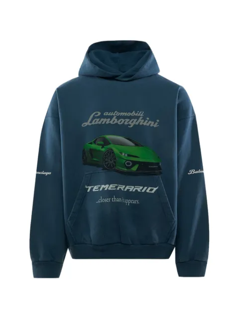Balenciaga x Automobili Lamborghini graphic-print hoodie Blue 767877TSVT9