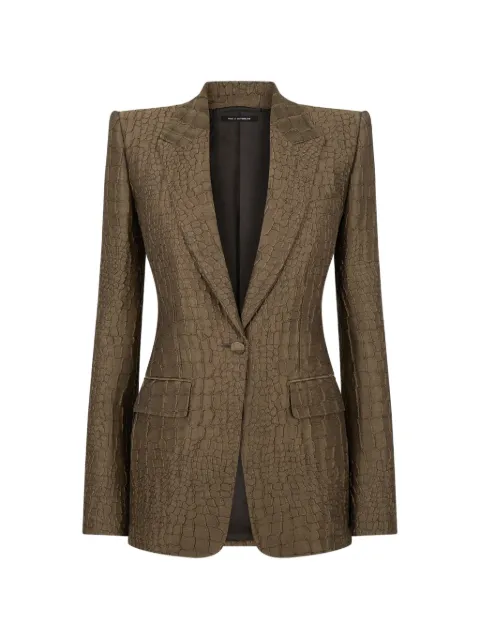 TOM FORD crocodile-effect single-breasted blazer Green GI3057FAX1622