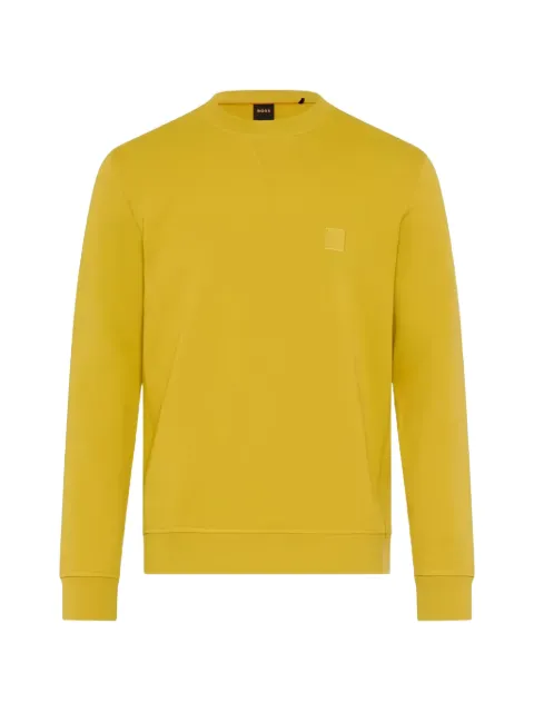 BOSS square-patch crew-neck sweatshirt Yellow 50509323