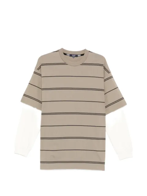 Comme des Garçons Homme stripe-pattern layered T-shirt Brown HQT003