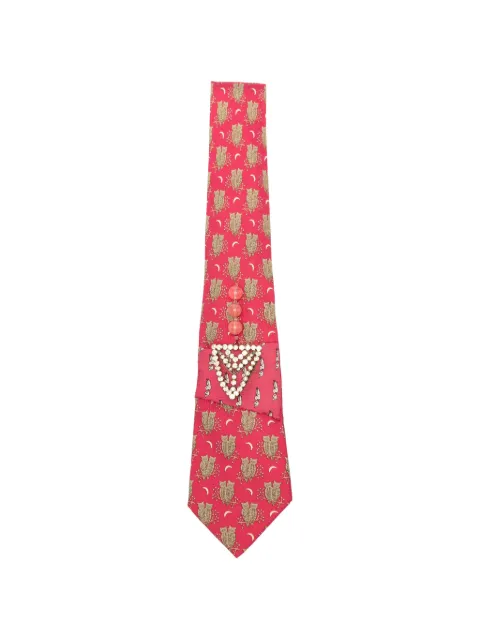 A.N.G.E.L.O. Vintage Upcycling x Stefania Bertoni customised Hermès beaded silk tie Red AU180APO
